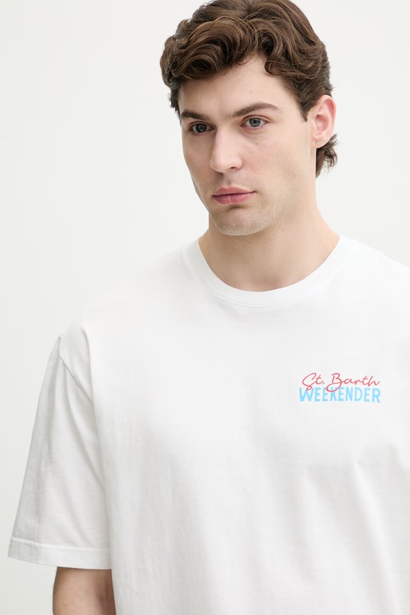 MC2 Saint Barth T-shirt męski bawełniany biały DLR0001