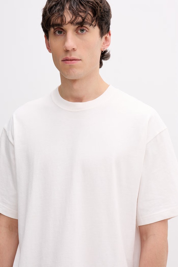 Vans t-shirt męski bawełniany Premium LX SS Loose Fit beżowy VN000TBPC9F1
