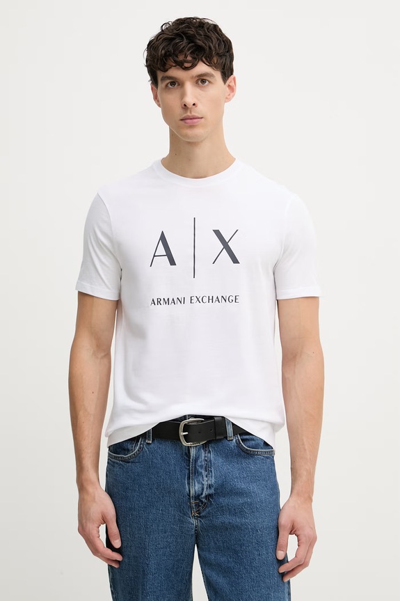 Armani Exchange tričko pánske bavlnené biela XM002683.AF10356.NOS
