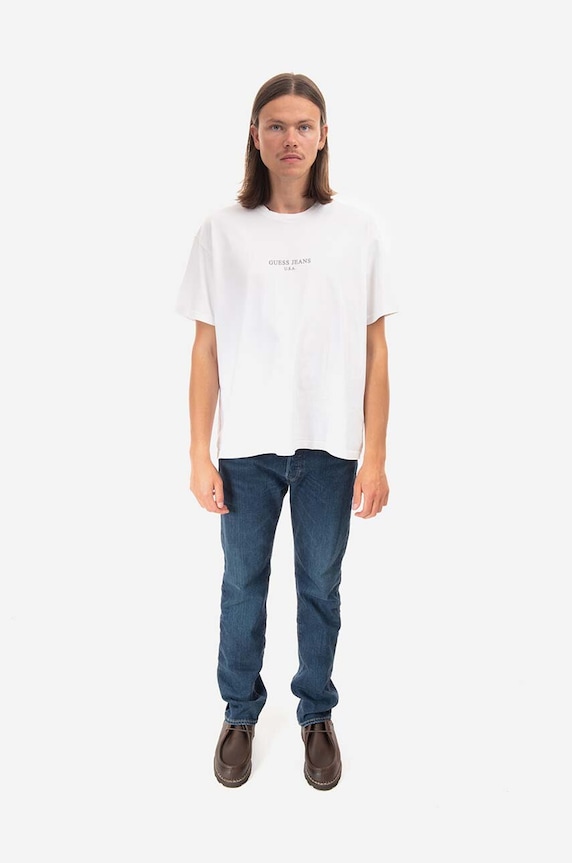 Ρούχα Βαμβακερό μπλουζάκι Guess M2BI01.KBB50 λευκό
