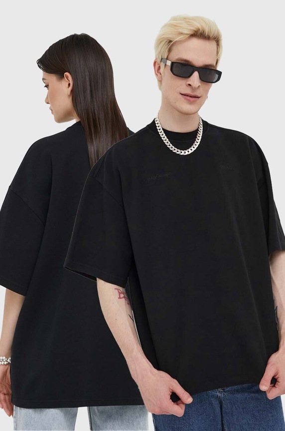Preach tricou din bumbac uni negru 206312.NOS