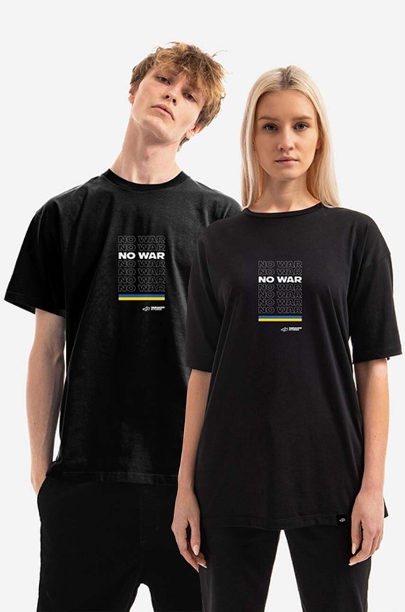 Bavlněné tričko SneakerStudio x No War regular černá SS.UA.NO.WAR.2