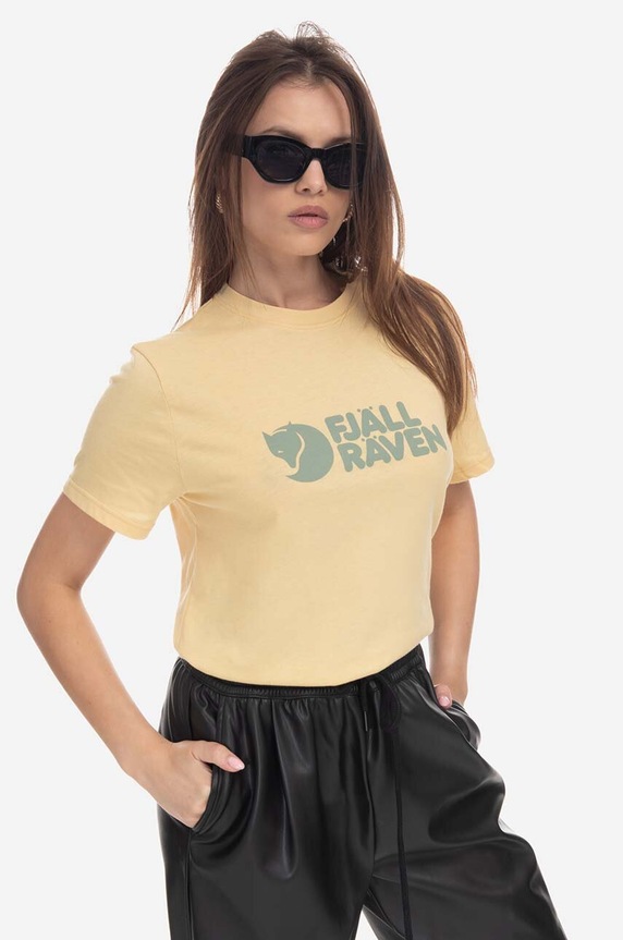 Fjallraven t-shirt Logo Tee nyomtatásos sárga F87146.133