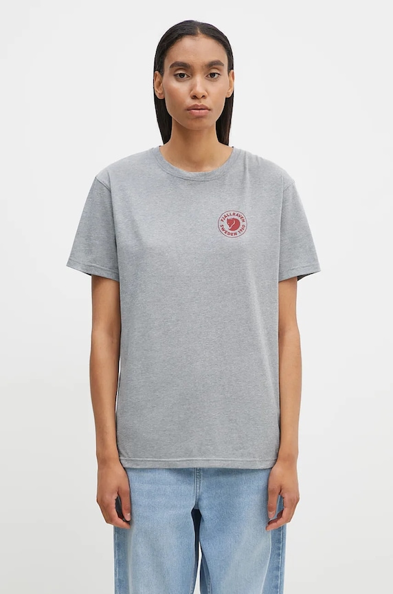 Fjallraven t-shirt Fox Boxy Logo Tee pozostałe szary F87313.051