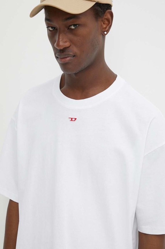 Diesel tricou din bumbac T-BOXT-D MAGLIETTA uni alb A13937.0NIAR