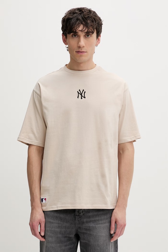 New Era t-shirt basic bawełniany NEW YORK YANKEES 60675747 beżowy AA00