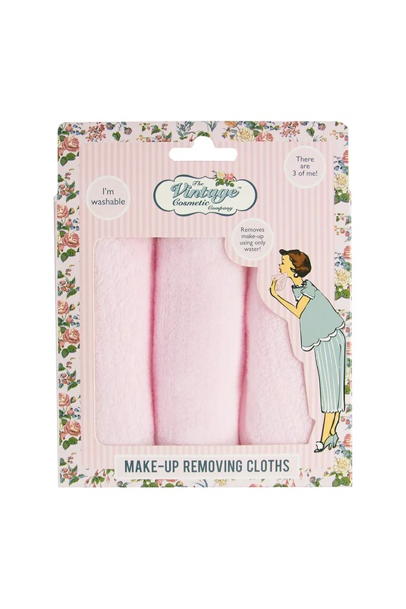 Home SPA The Vintage Cosmetics Company sminkeltávolító törlőkendők Make-up Removing Cloths 3 db 10FMP rózsaszín