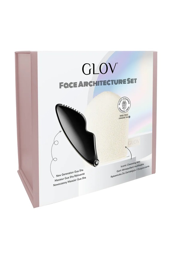 Комплект масажен камък гуа ша и ръкавица за премахване на грим GLOV Face Architecture Set 5907440749221 многоцветен AA00