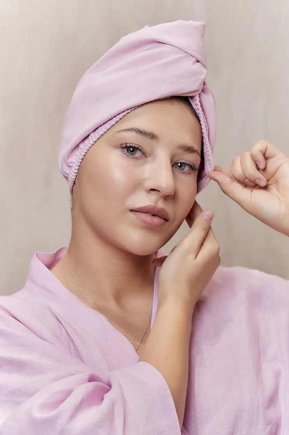 Glov turban do włosów różowy 5907440743717