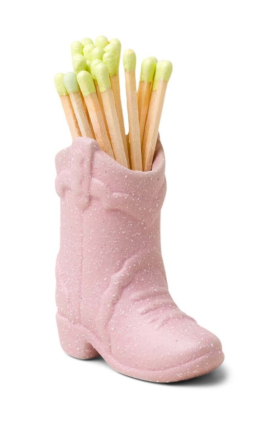 Paddywax fiammiferi in un supporto di ceramica Nashville Boot 25-pack rosa ACC20EU