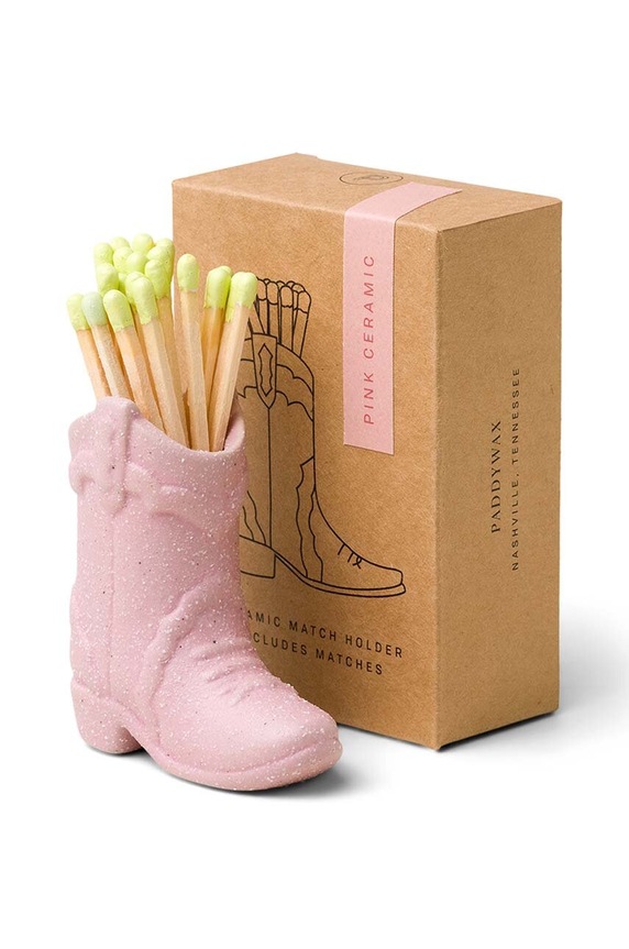 Paddywax fiammiferi in un supporto di ceramica Nashville Boot 25-pack ACC20EU rosa AA00