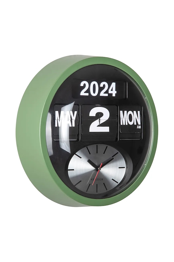 Karlsson zegar ścienny Round Flip KA6030GR zielony AA00