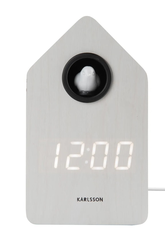 Будильник led Karlsson Cuckoo LED 16 cm білий KA6061WH