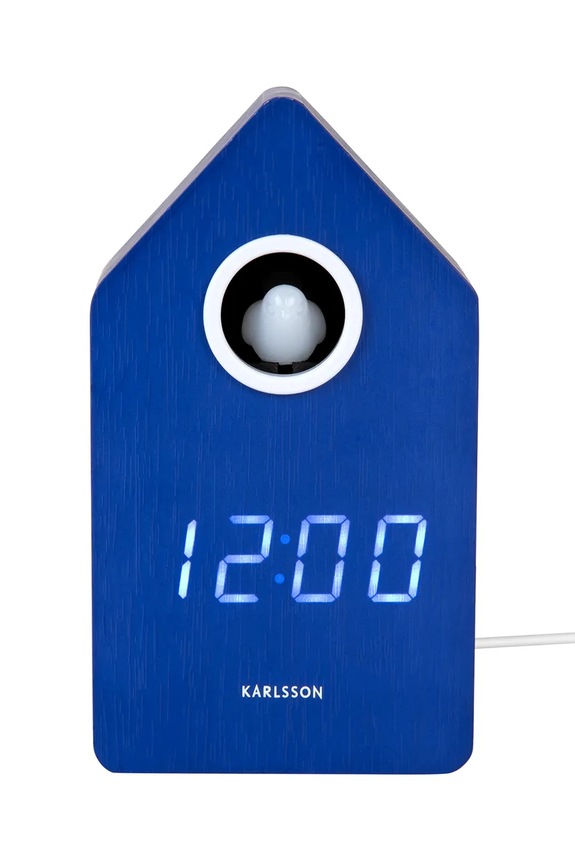 Budilka s kukavico Karlsson Cuckoo LED 16 cm mornarsko modra KA6070BL