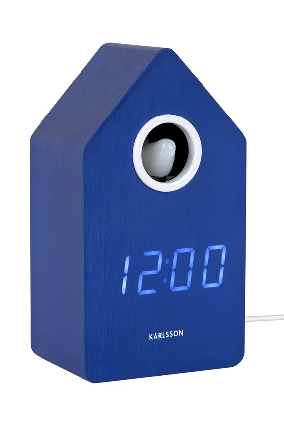 Budilka s kukavico Karlsson Cuckoo LED 16 cm KA6070BL mornarsko modra AA00