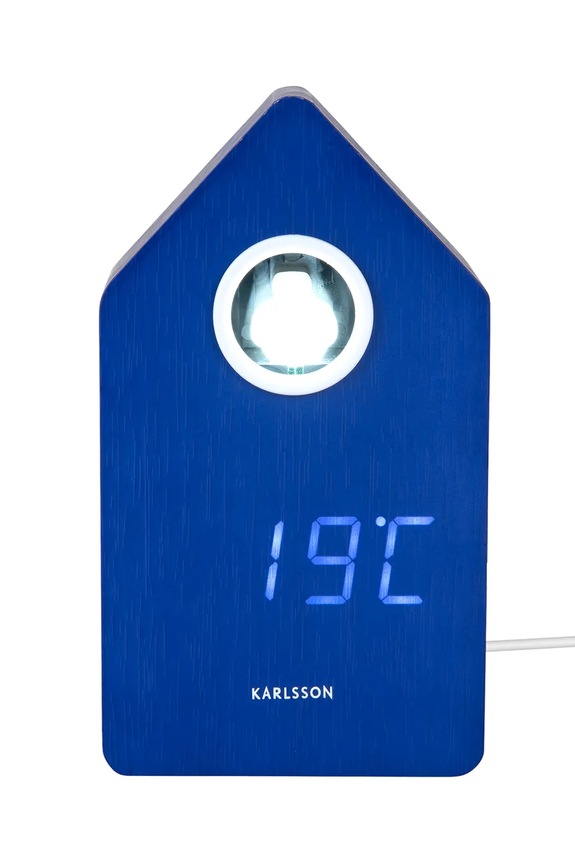 Dnevna soba in spalnica Budilka s kukavico Karlsson Cuckoo LED 16 cm KA6070BL mornarsko modra