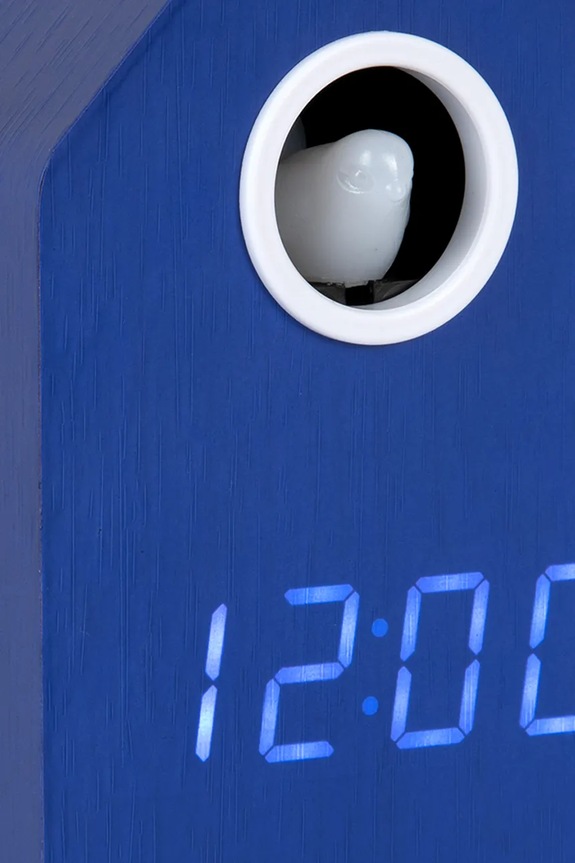 Budilka s kukavico Karlsson Cuckoo LED 16 cm KA6070BL mornarsko modra