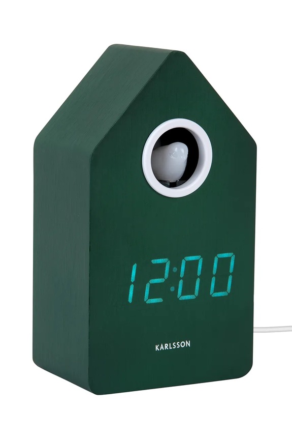 Karlsson ceas deșteptător de masă cu LED și cuc Cuckoo LED 16 cm KA6070GR verde AA00