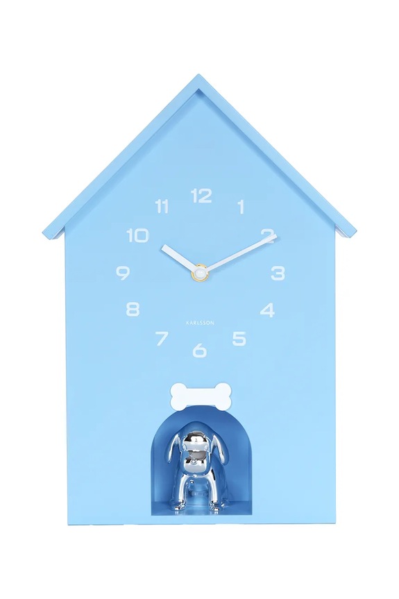 Karlsson ceas de perete cu sunet Dog House 36,5 x 26,5 cm albastru KA6096LB