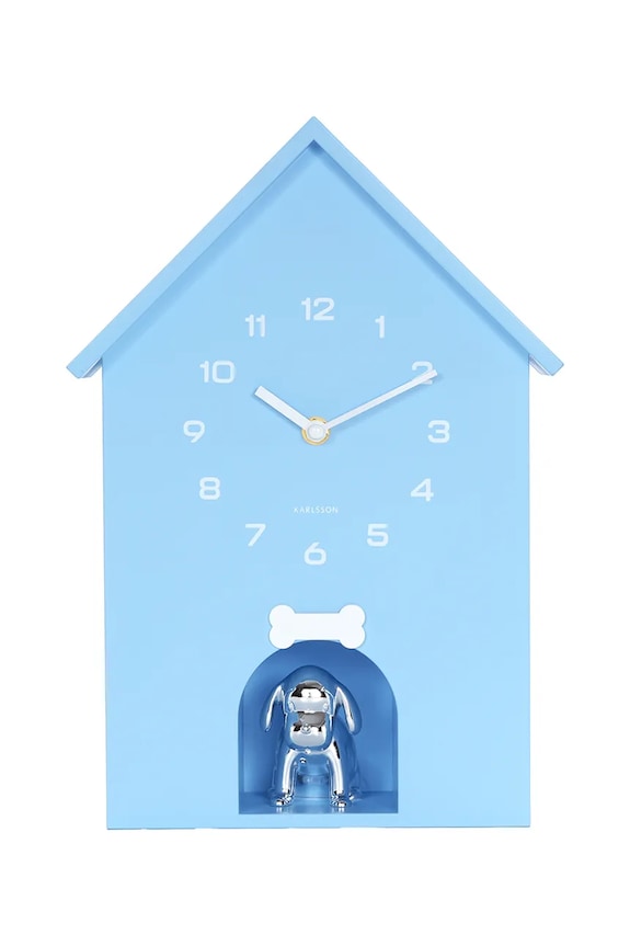 Karlsson ceas de perete cu sunet Dog House 36,5 x 26,5 cm albastru KA6096LB