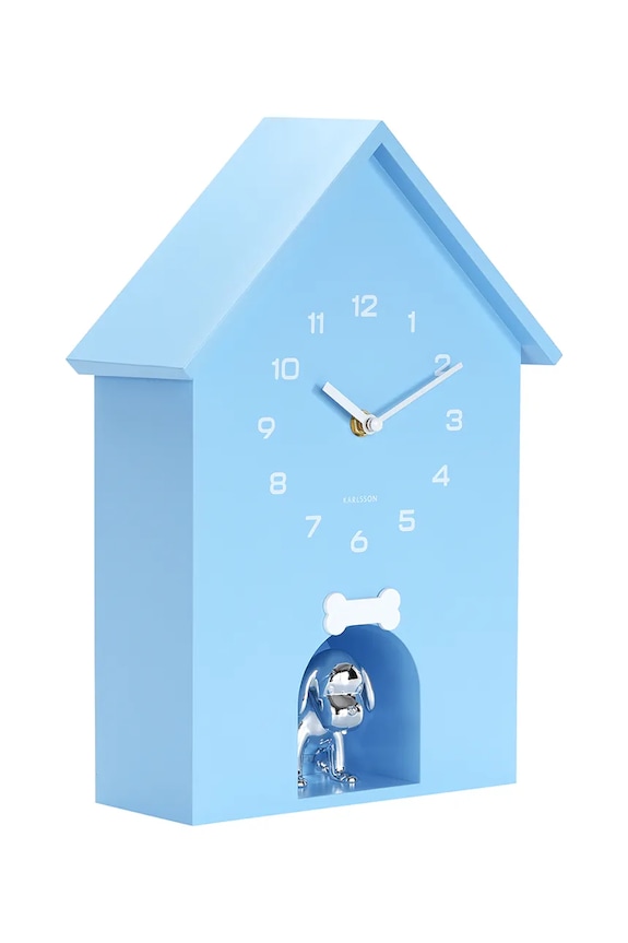 Karlsson ceas de perete cu sunet Dog House 36,5 x 26,5 cm KA6096LB albastru AA00
