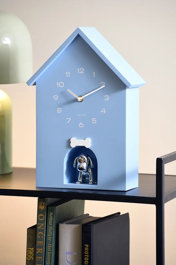 Karlsson ceas de perete cu sunet Dog House 36,5 x 26,5 cm KA6096LB albastru