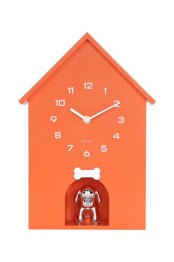Karlsson ceas de perete cu sunet Dog House 36,5 x 26,5 cm portocaliu KA6096OR