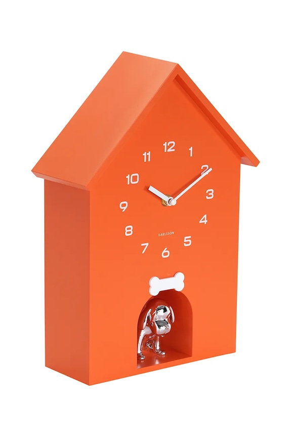 Karlsson ceas de perete cu sunet Dog House 36,5 x 26,5 cm KA6096OR portocaliu AA00