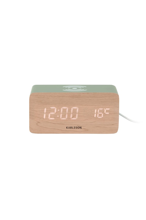 Karlsson budzik LED drewniany zielony KA5933GR