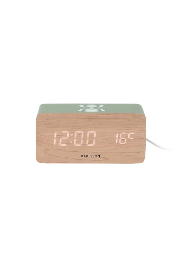 Karlsson budzik LED drewniany zielony KA5933GR