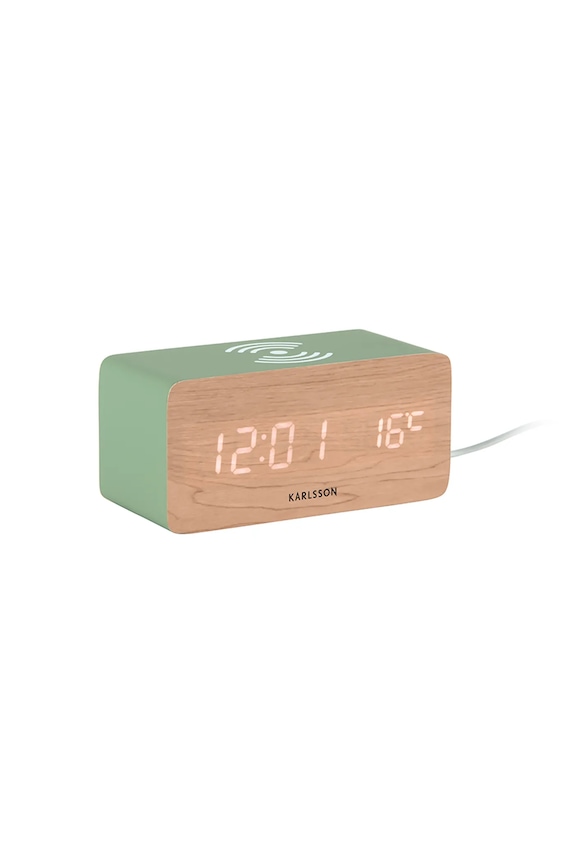 Karlsson budzik LED drewniany KA5933GR zielony AA00