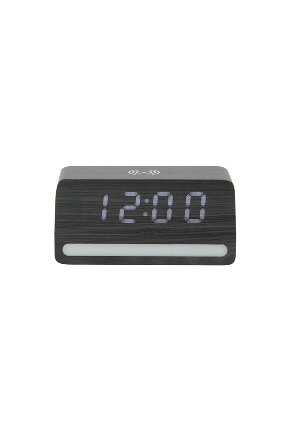 Karlsson Budík LED drevený čierna KA6078BK