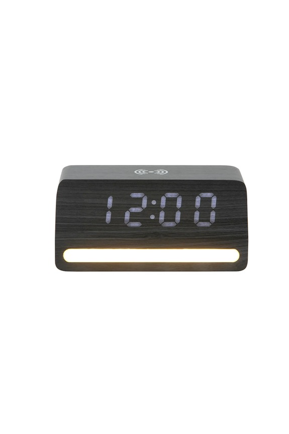 Obývacia izba a spálňa Karlsson Budík LED drevený KA6078BK čierna
