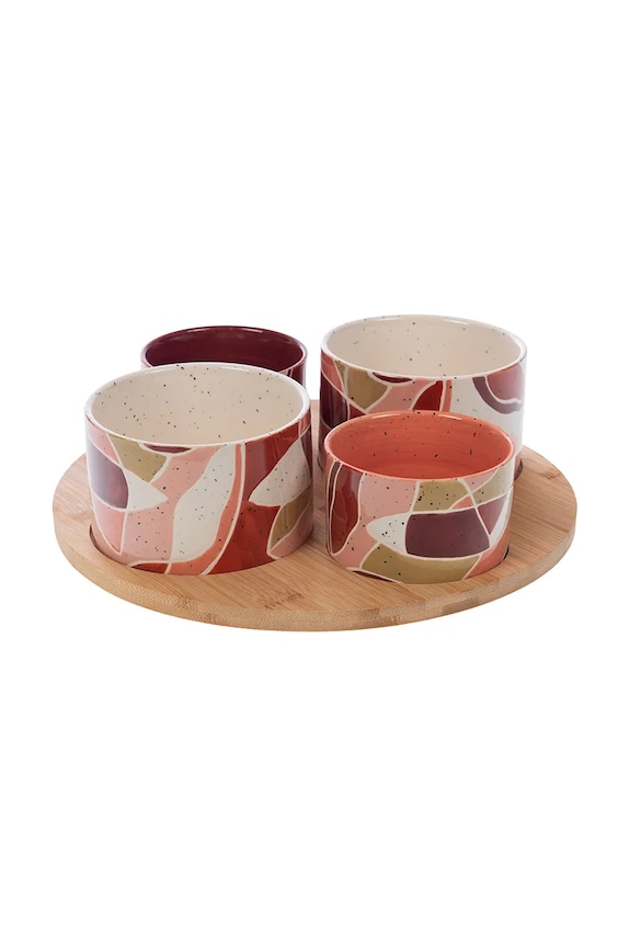 home & lifestyle zestaw miseczek do serwowania z podstawką 7 x 30 cm multicolor 165983