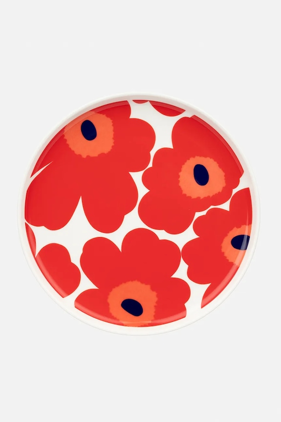 Marimekko talerz z kamionki 20 cm czerwony 075539.001