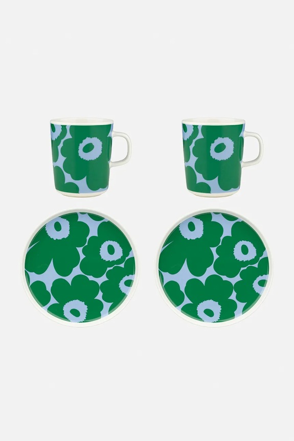 Marimekko zestaw śniadaniowy z kamionki zielony 075733.165