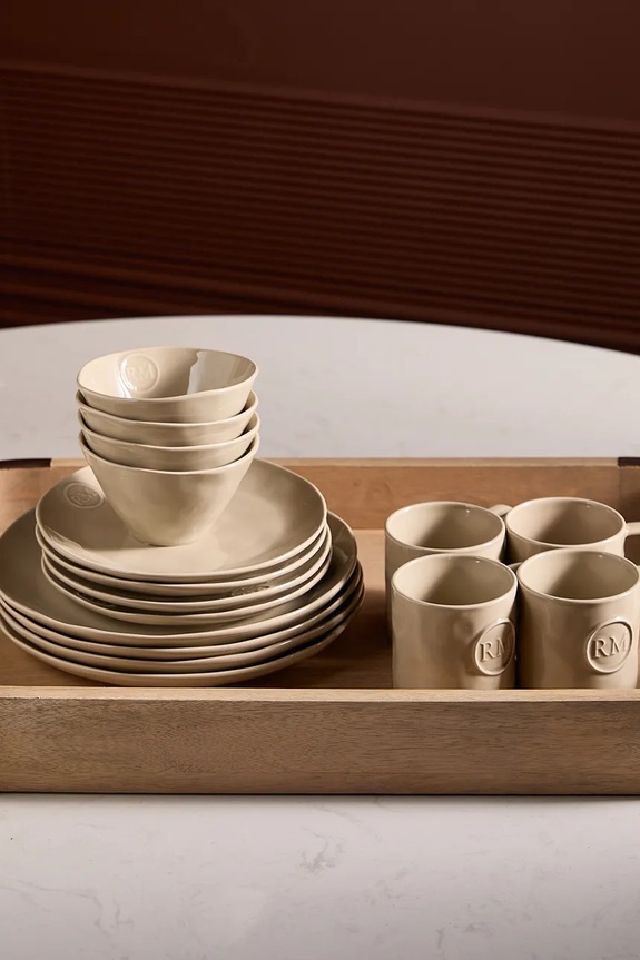 Riviera Maison serwis dla 4 os. z porcelany 583030 beżowy AA00