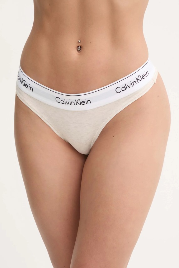 Calvin Klein Underwear stringi dzianina beżowy 0000F3786E