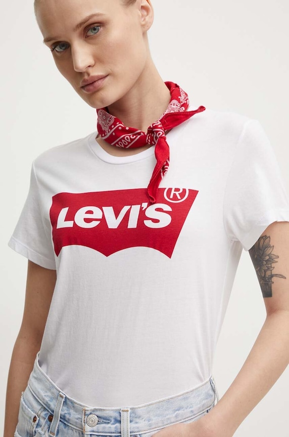 Levi's - Top nadruk biały 17369.0053