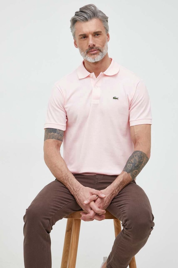 Lacoste polo bawełniane bawełna różowy L1212