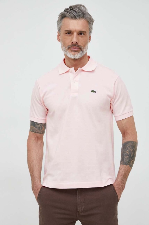 Lacoste polo bawełniane L1212 różowy AW25