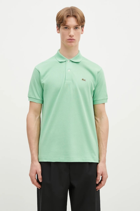 Bavlněné polo tričko Lacoste hladký zelená L1212