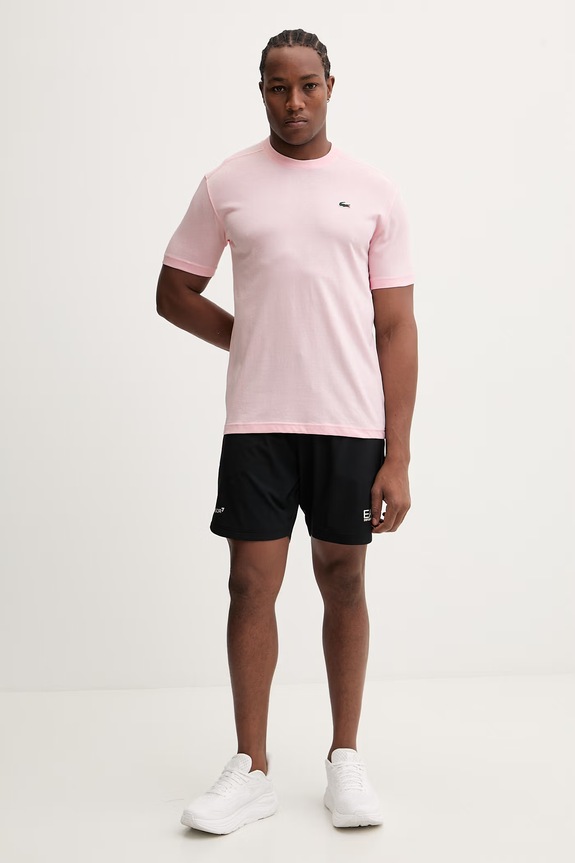 Lacoste T-shirt męski bawełniany TH7618 różowy SS26