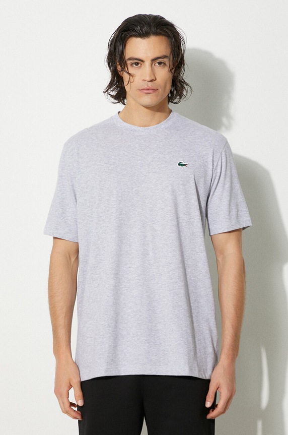 Lacoste T-shirt bawełniany męski gładkie szary TH7618