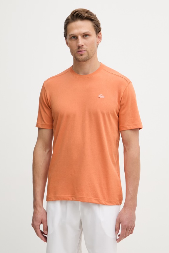 Lacoste T-shirt męski bawełniany pomarańczowy TH7618