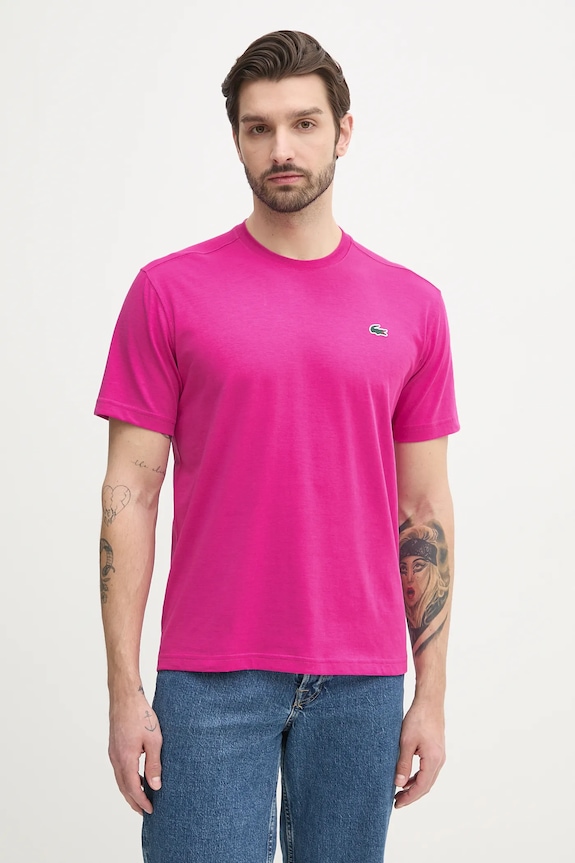 Lacoste T-shirt męski bawełniany różowy TH7618