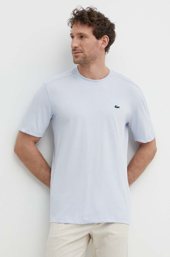 Lacoste T-shirt męski bawełniany regular niebieski TH7618