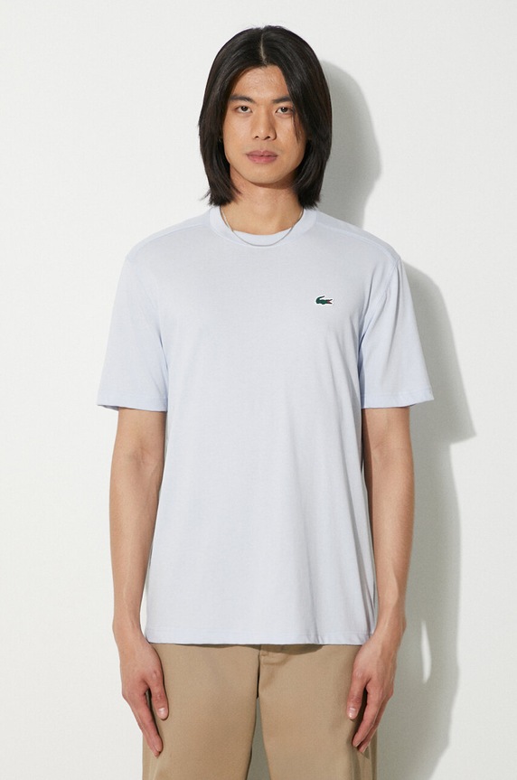 Lacoste T-shirt bawełniany męski gładkie niebieski TH7618