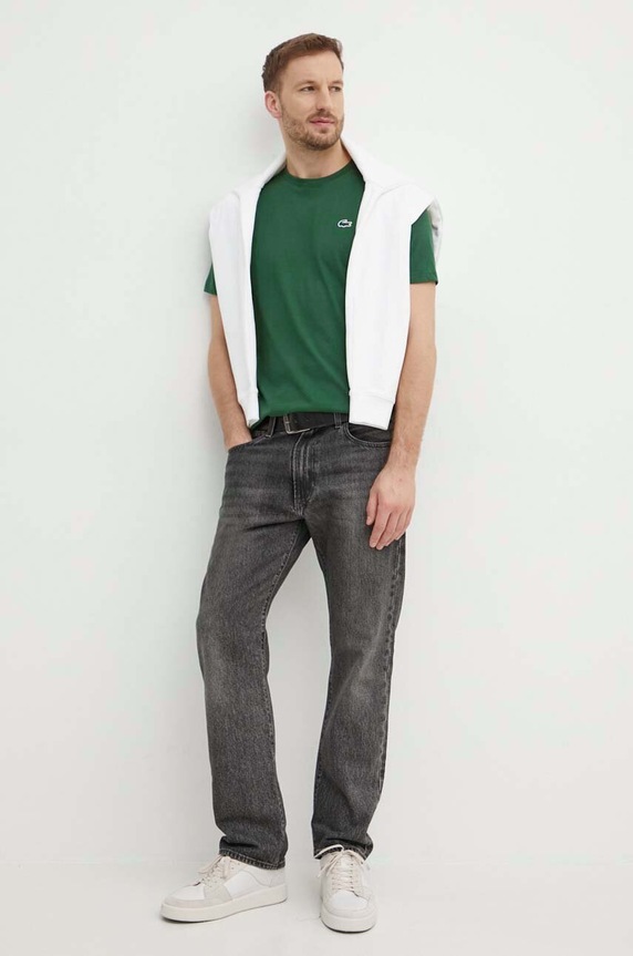 Lacoste t-shirt férfi pamut TH7618 zöld SS26