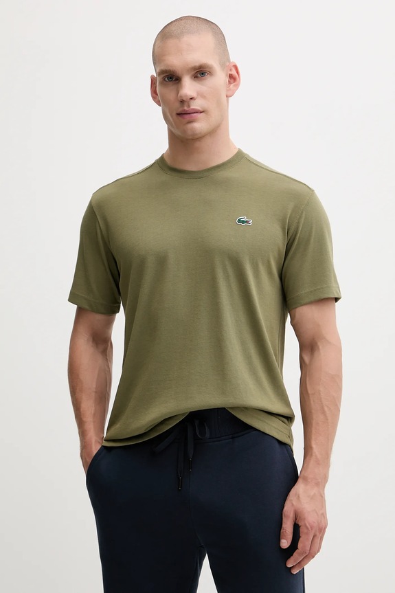Lacoste T-shirt męski bawełniany zielony TH7618